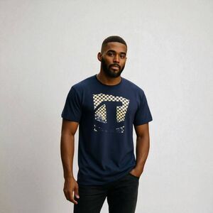 Mens Size Size 4XL Champion Checkerboard Navy Blue Logo Tshirt
